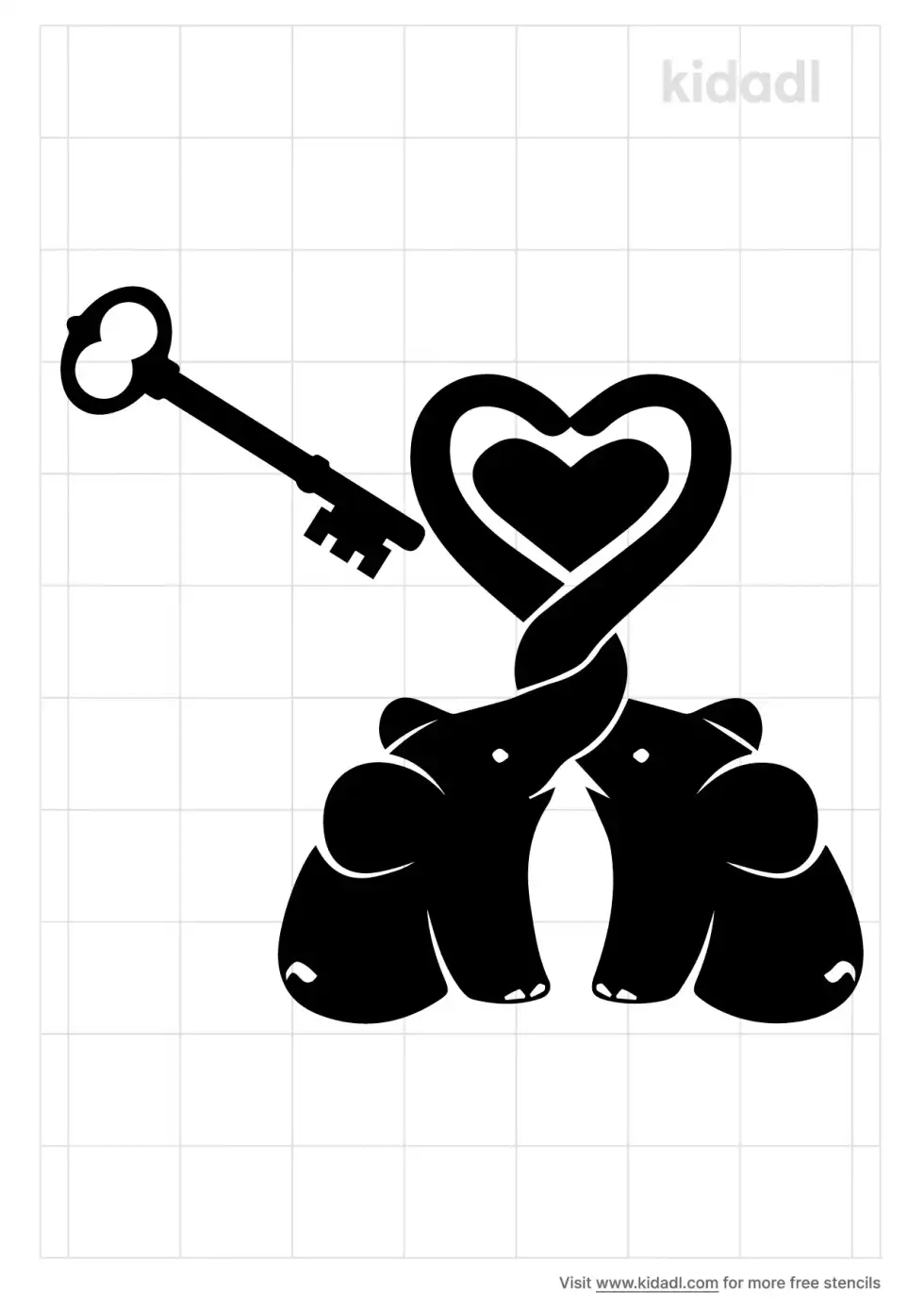 Elegant Heart And Key Stencil