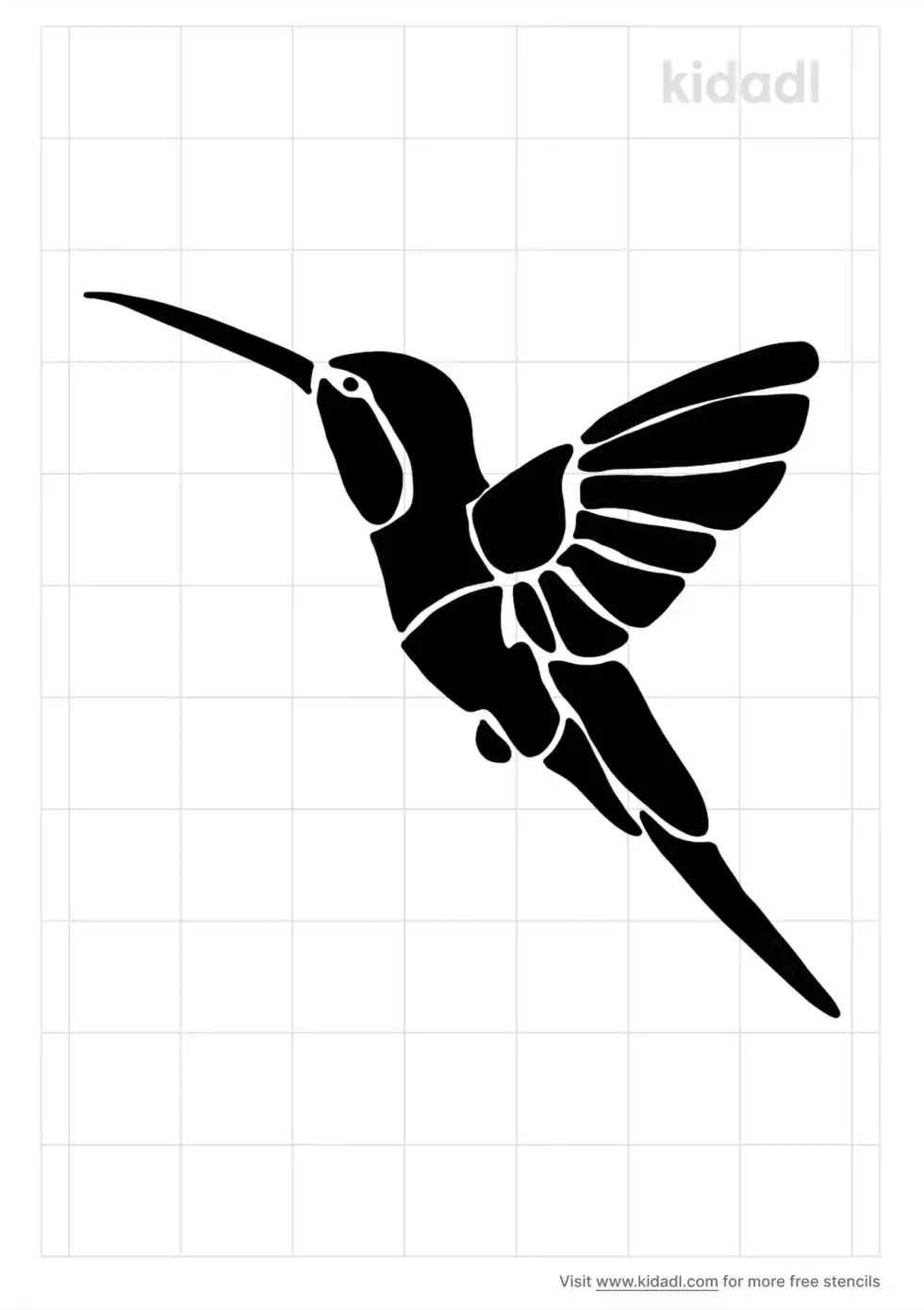 Detailed Hummingbird Stencil