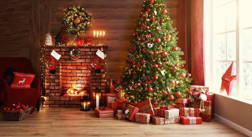 Interior christmas magic glowing tree