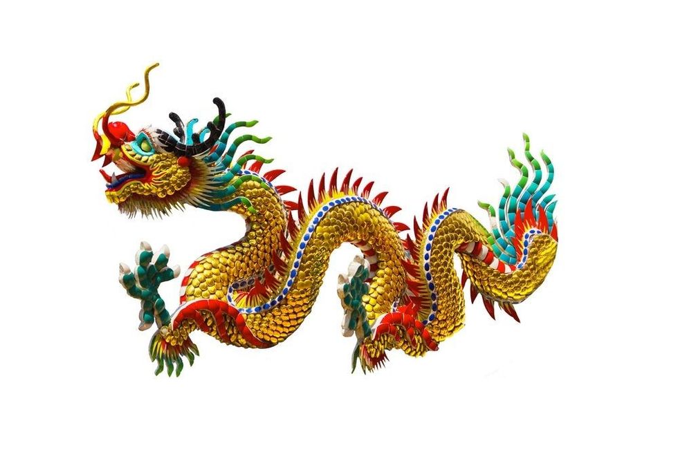 Isolate gold dragon on white background
