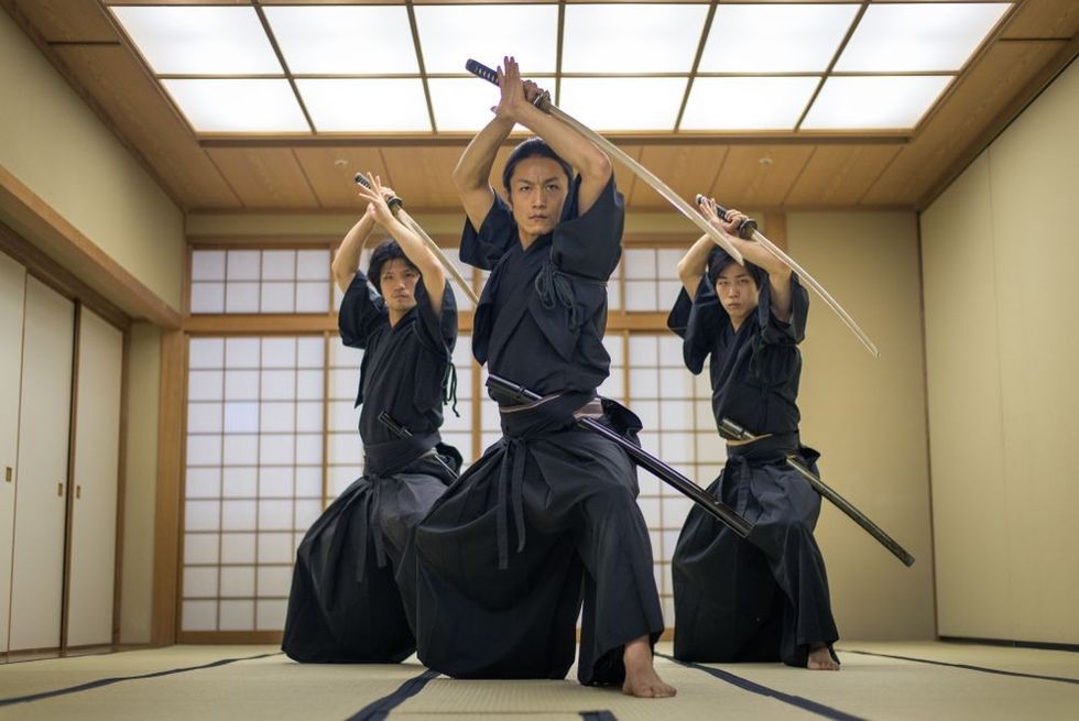 Japanese martial arts athlete training kendo