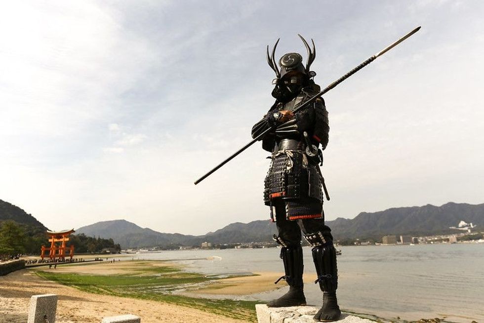 Japanese Samurai standing on the shore
