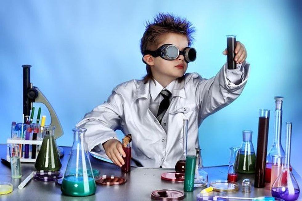 Kid in chemistry lab