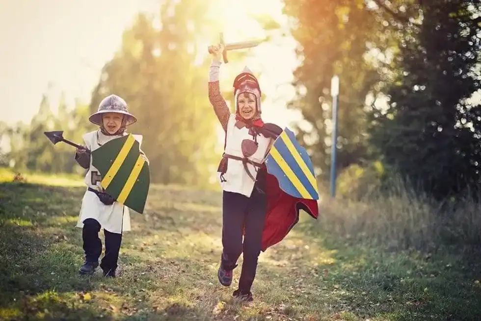 Kids dressed up to learn Celtic shield facts