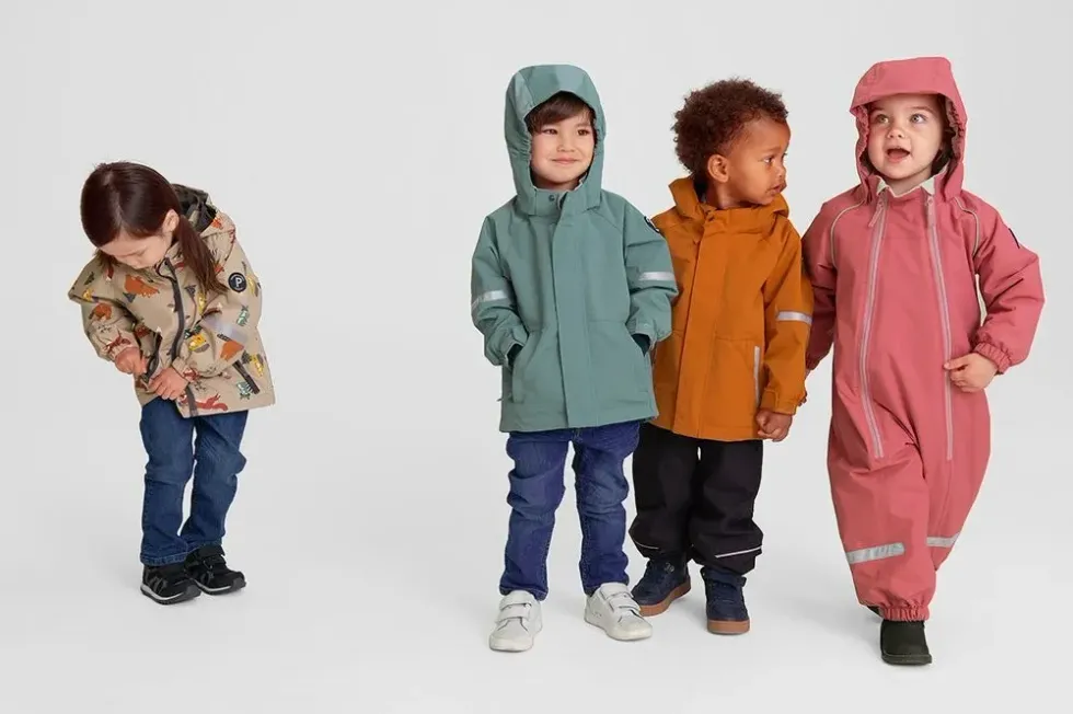 Kids love wearing colourful outwear from Polarn O. Pyret.