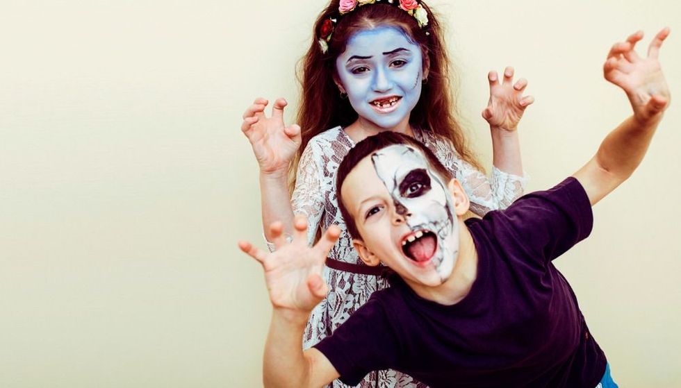 Kids painted there face as zoombie