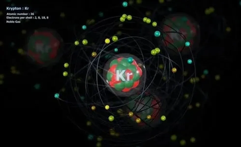 Krypton element appears in a gaseous state at room temperature.