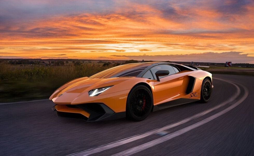 Lamborghini Aventador when cornering.