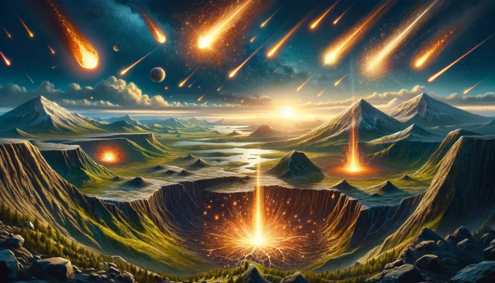 Landscape showing impacts of meteors on Earth, highlighting key meteor facts.