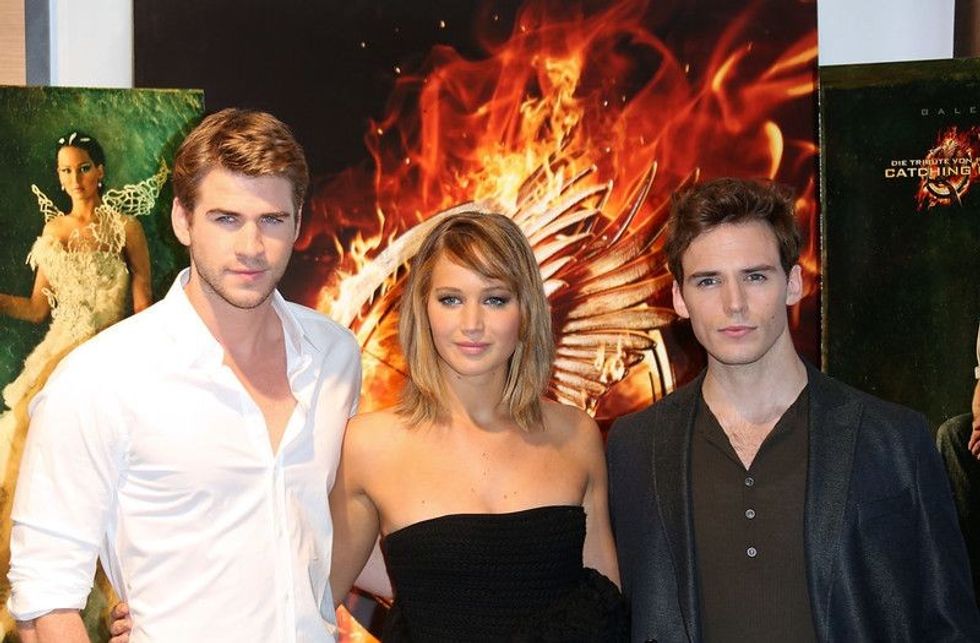 Liam Hemsworth, Jennifer Lawrence and Sam Claflin from Hunger Games