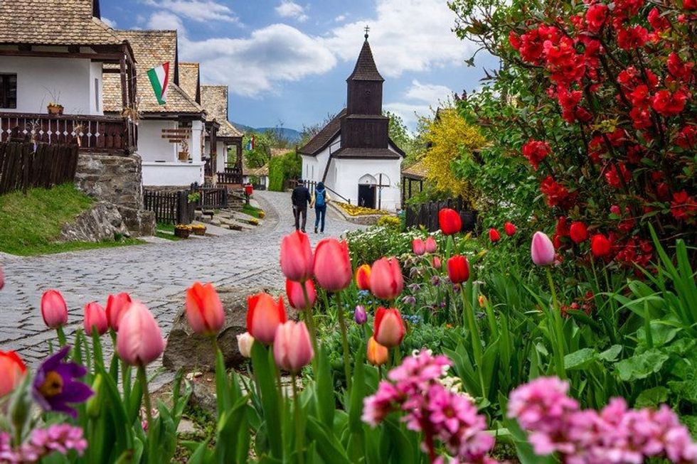 Little village Hollókő during spring time in Hungary