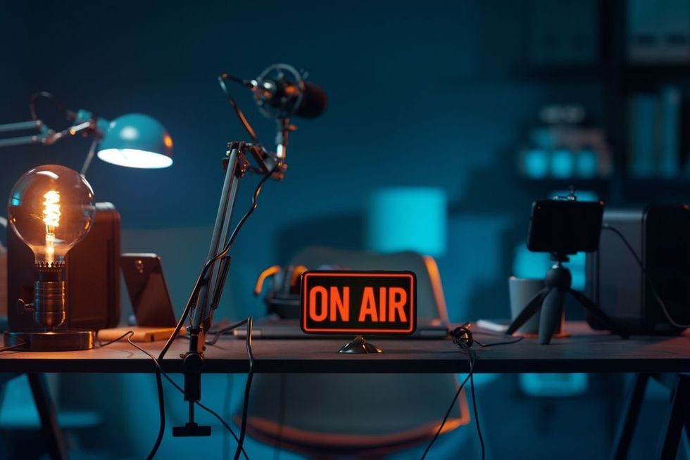 Live online radio studio desk