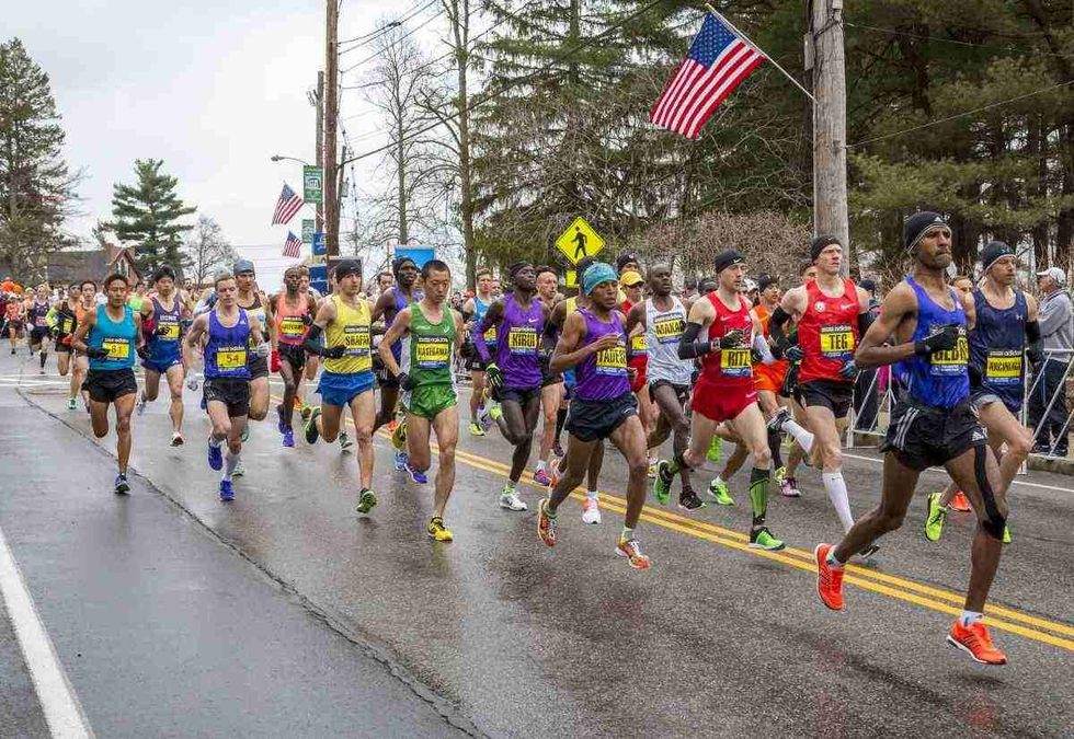 Male elite athletes competing in the Boston Marathon