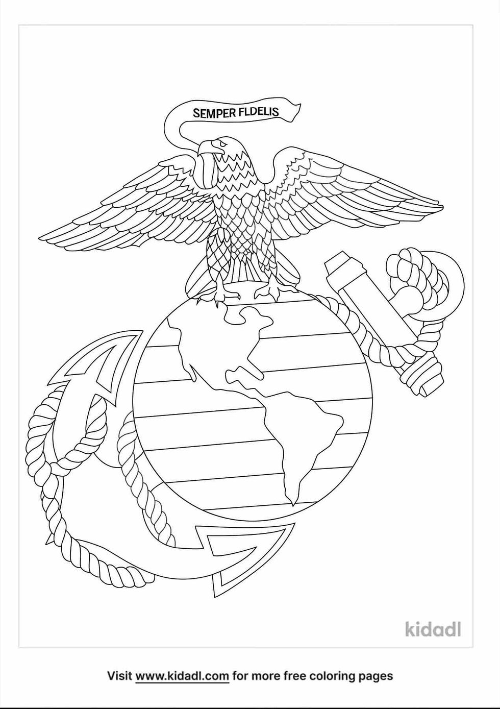 Marine Corps logo coloring pages for kids.