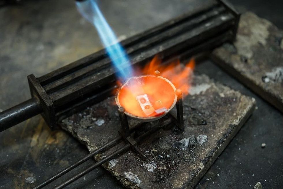 Metal craft making with professional tools. 