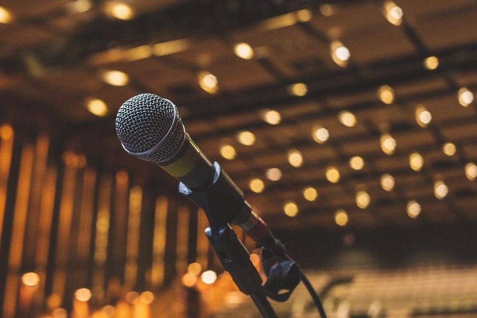 Microphone On The Theater Stage Before standup comedy