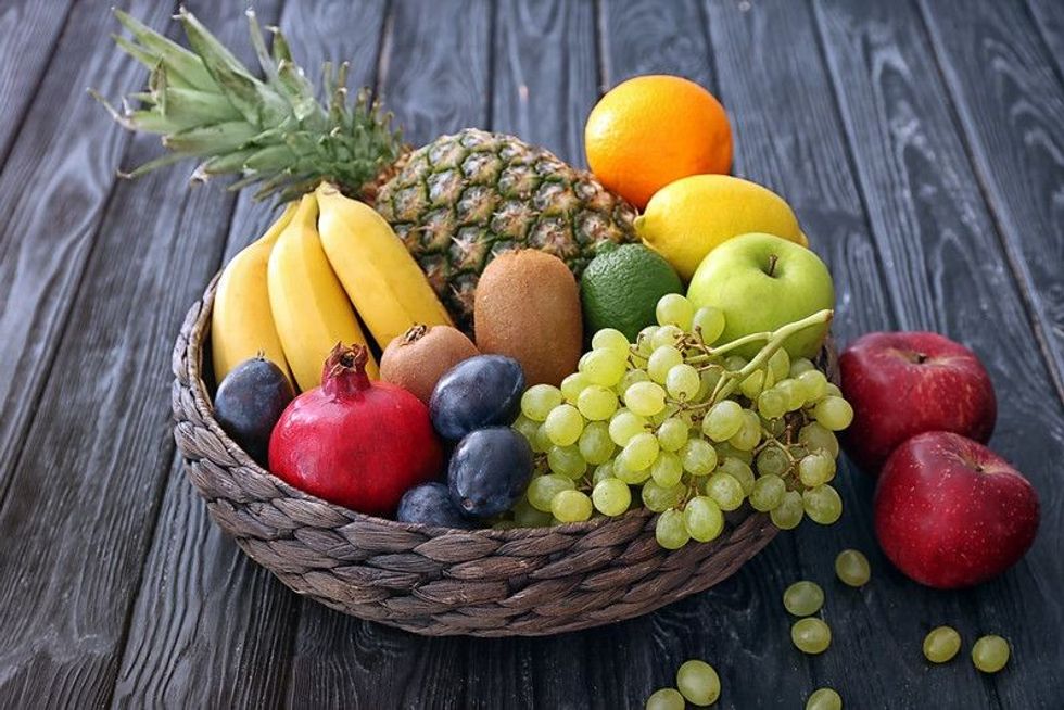 Mix of fruits in a basket 