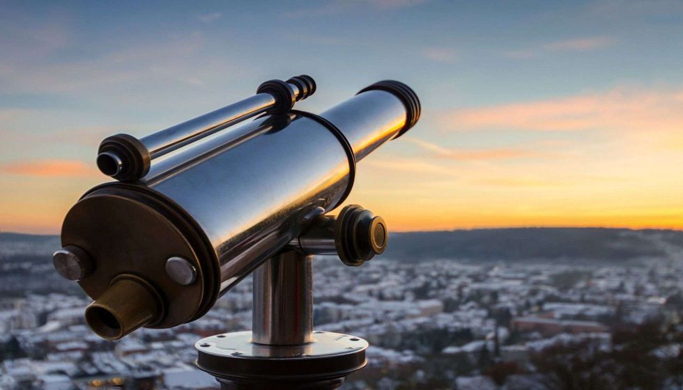 Monocular telescope at sunset