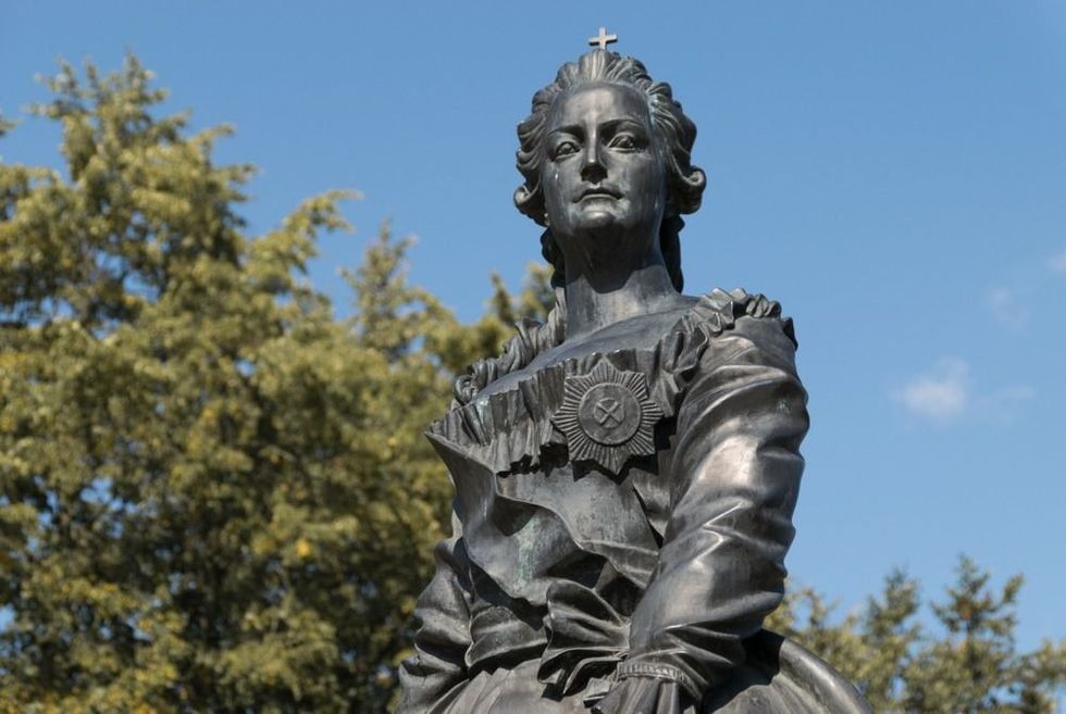 Monument to Catherine II (Catherine the Great) in Pushkin (Tsarskoye Selo), Russia.