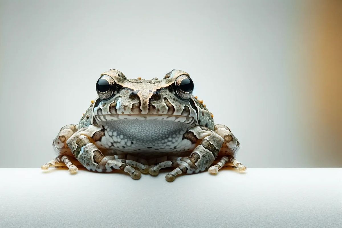 Mountain Chorus Frog against a white background, highlighting its distinctive patterns and colors.