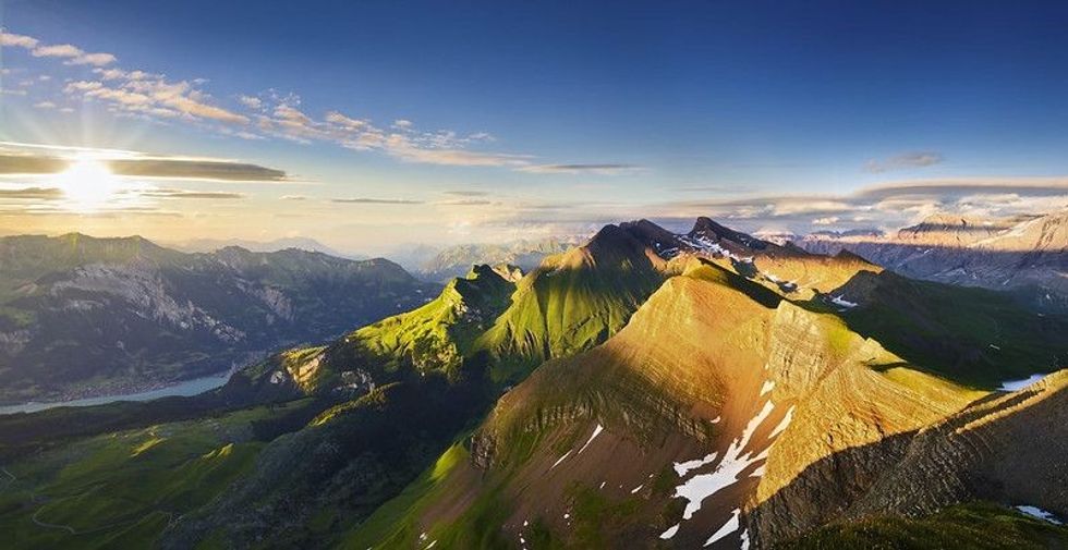 Mountains with sun rising