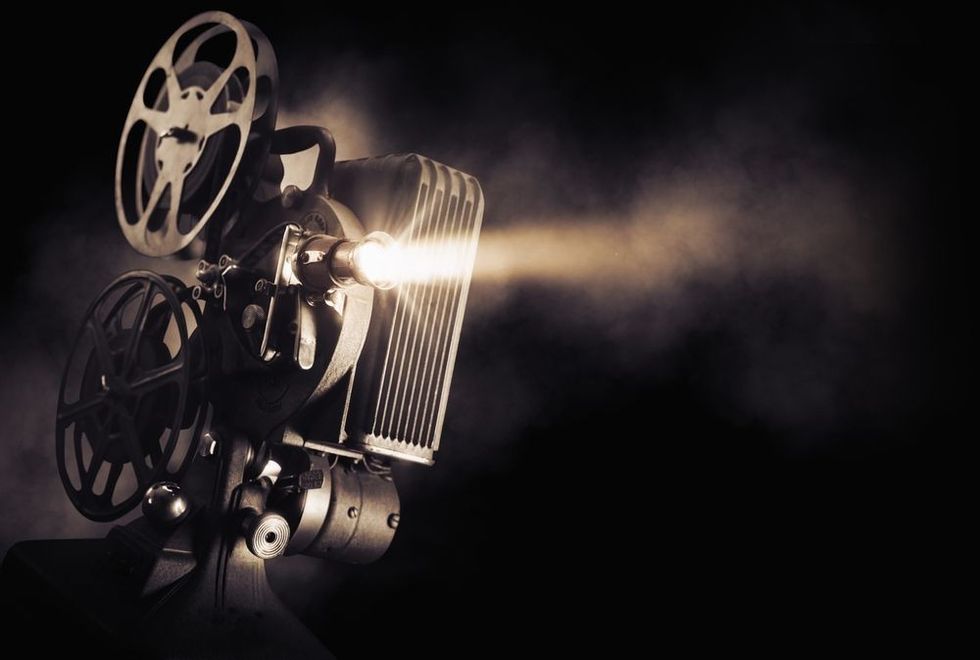 Movie projector on a dark background