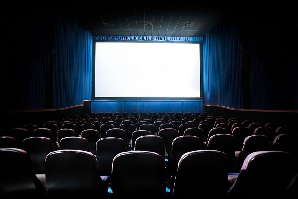 Movie Theater with blank screen / High contrast image.
