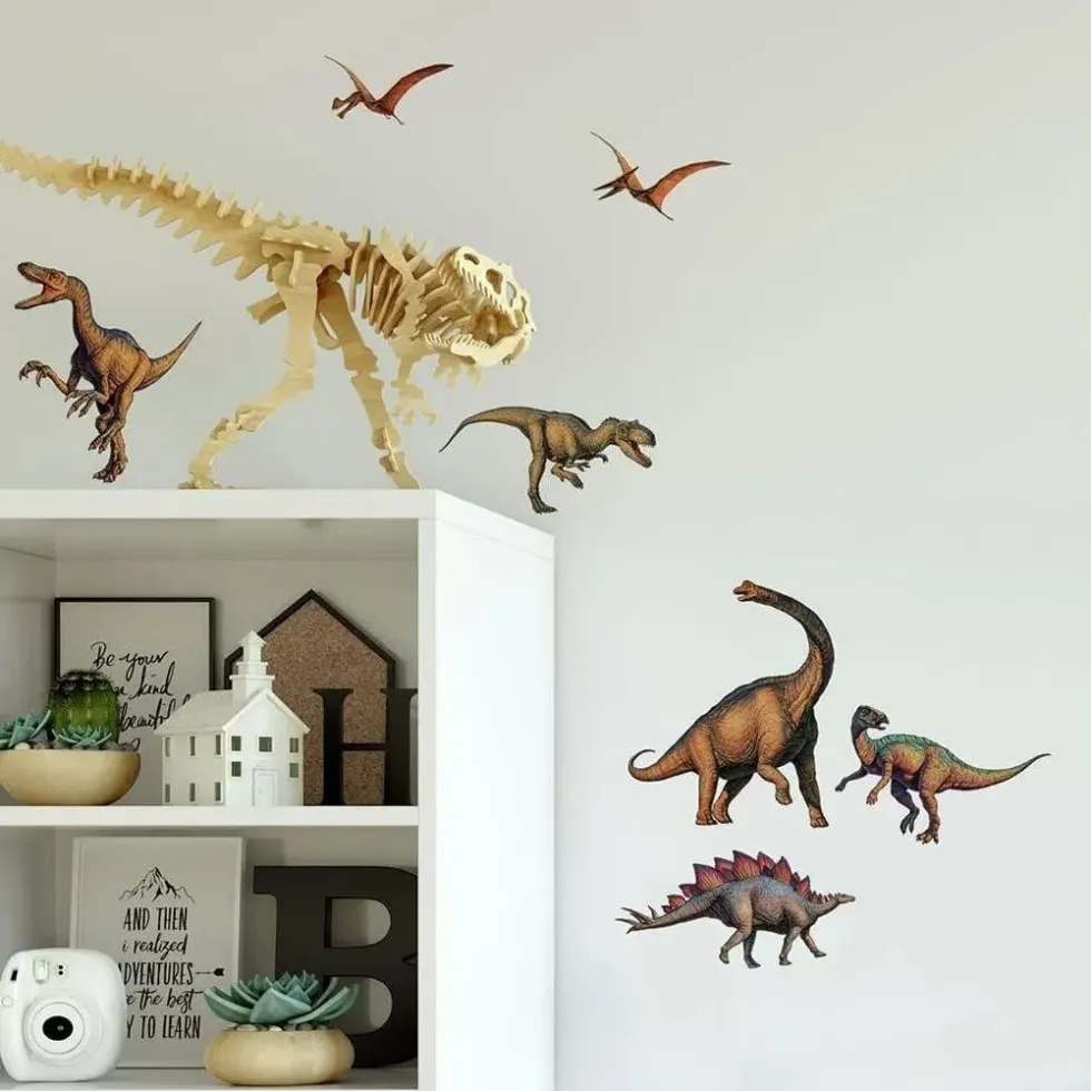 Multicolor dinosaur wall decal good for learning.