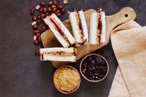 Natural peanut butter and berries jam for sandwiches.