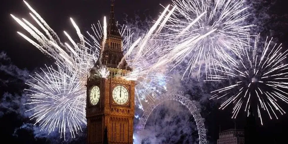 New Year's Eve fireworks over Big Ben