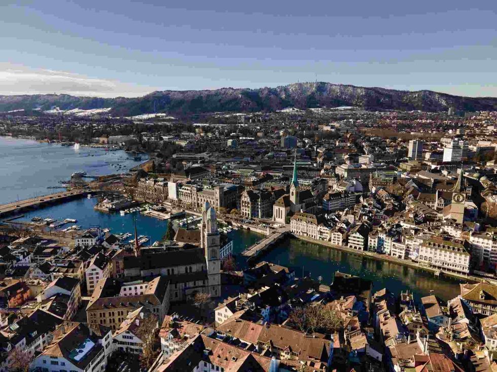 northwest of lake Zurich in an Alpine setting