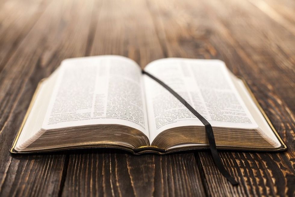 Open Book on wood background