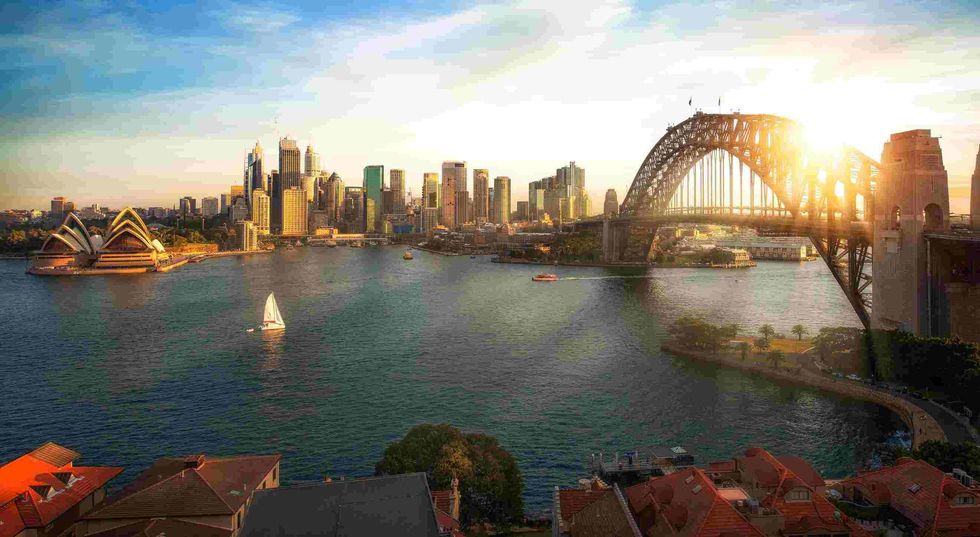 Panorama of Sydney harbour and bridge in Sydney city