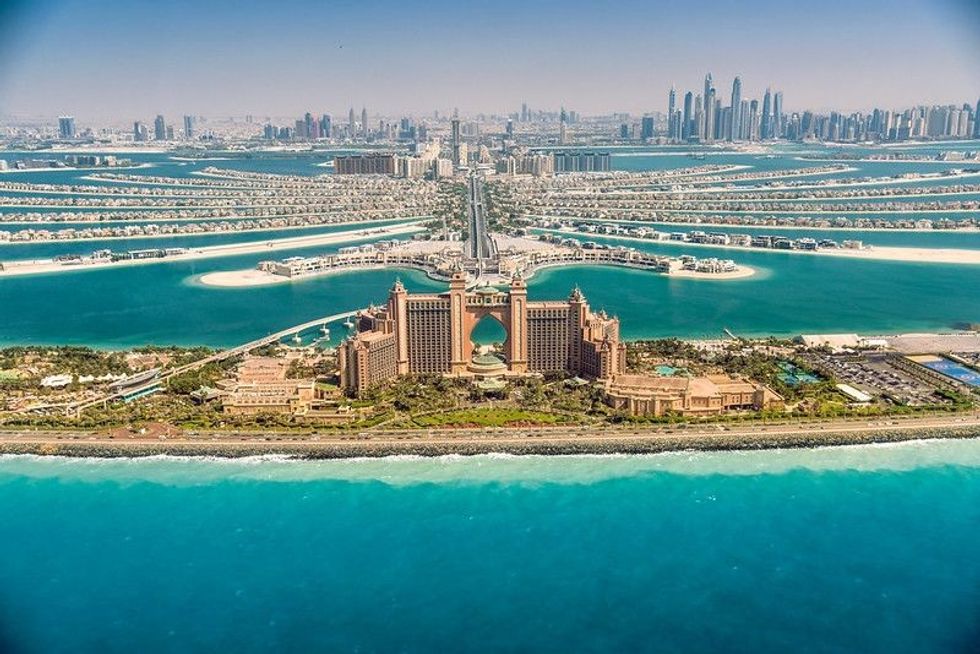 Panoramic view of Dubai from Palm Island, Dubai.
