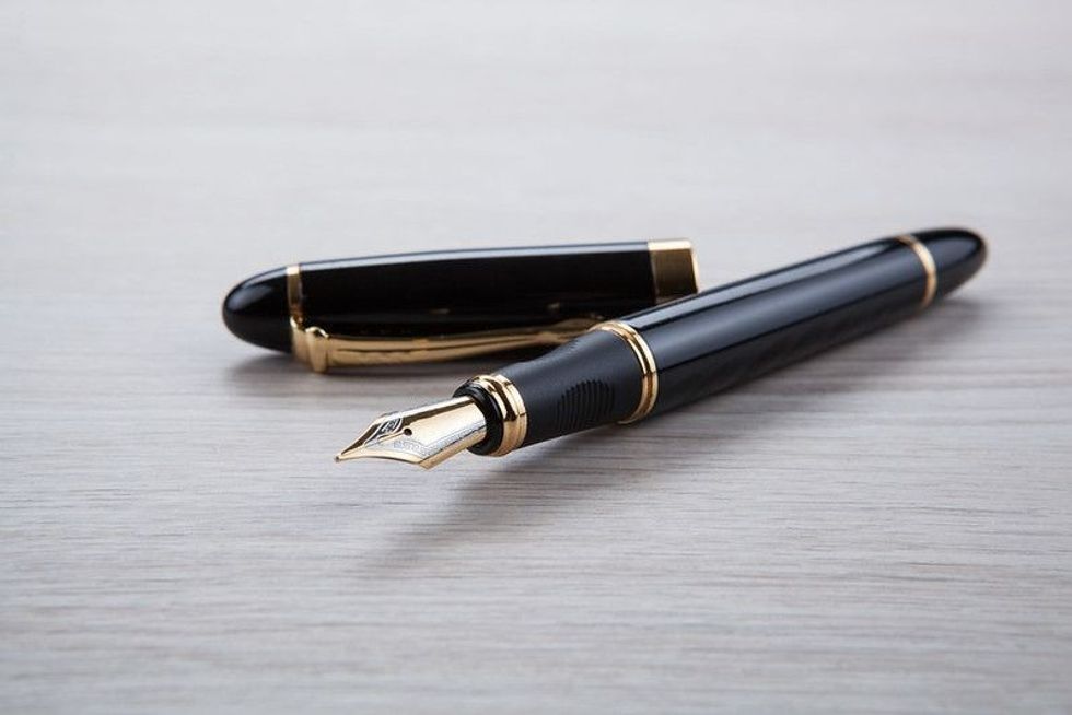 Pen placed on table