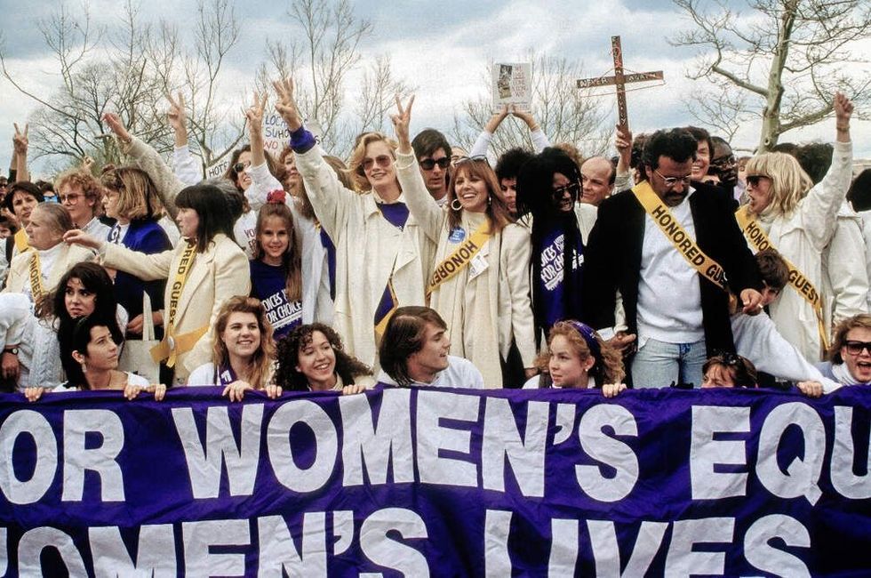 People gathered for a march and rally for Women's rights