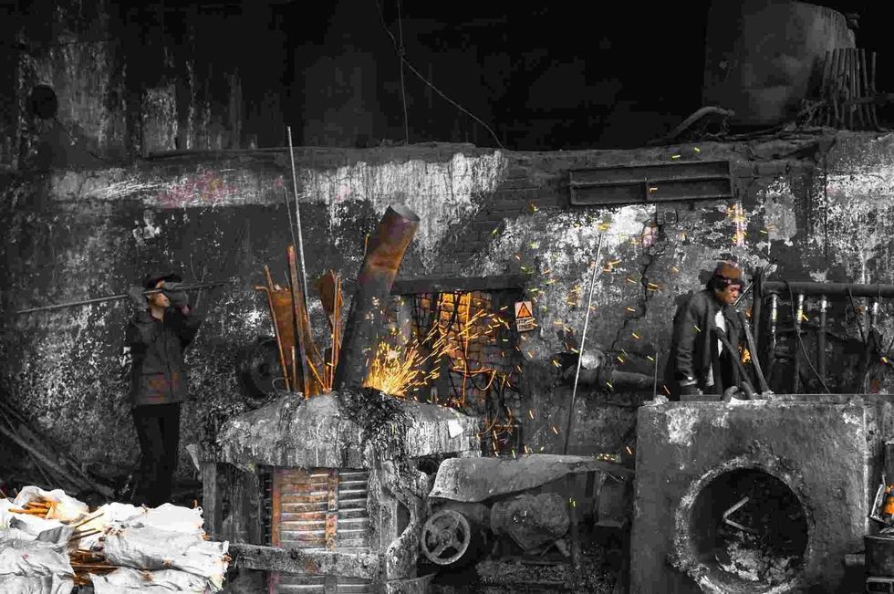 people working in factory