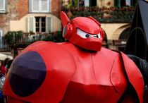 Person wearing a baymax costume