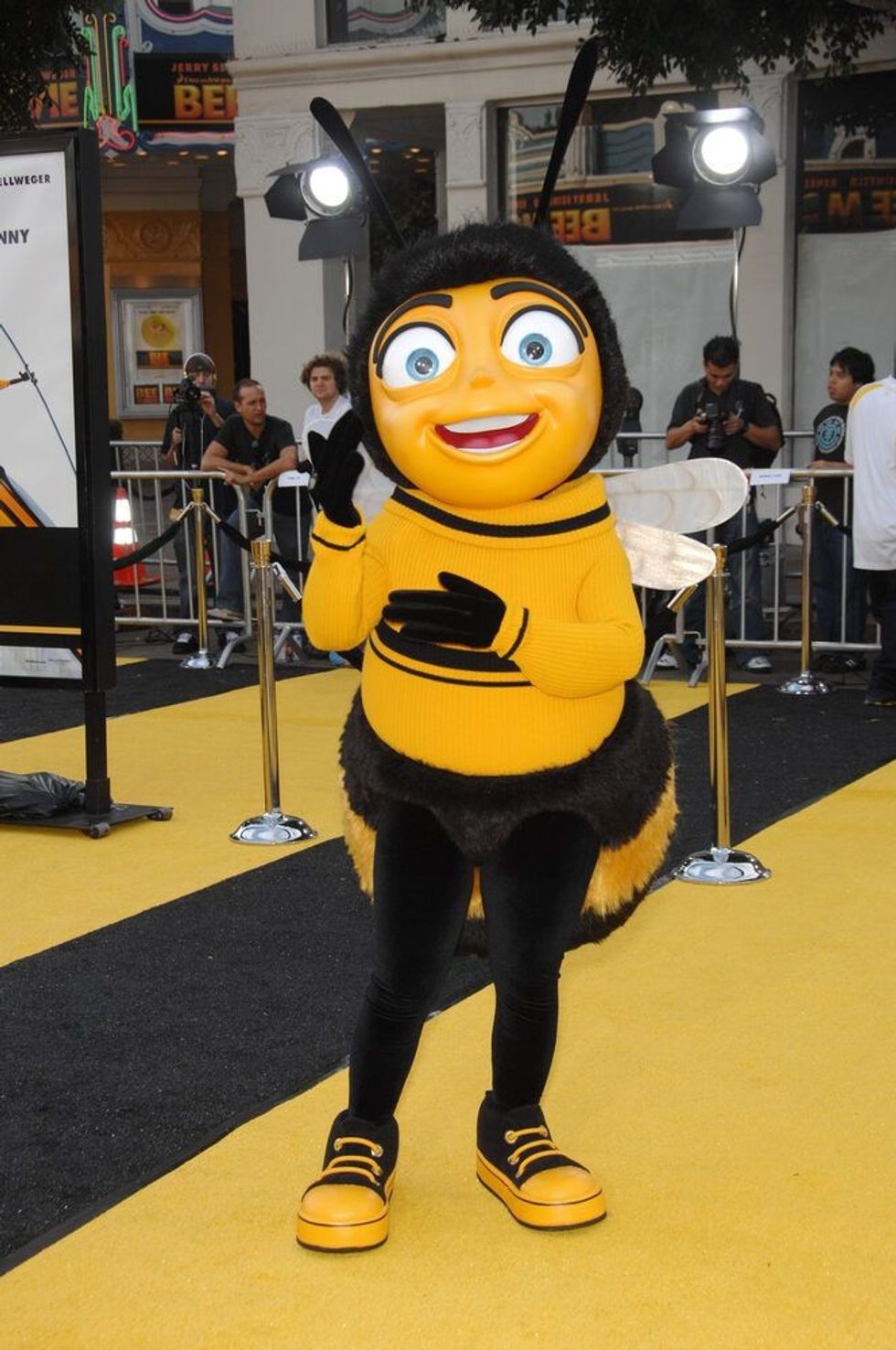 Person wearing costume of a character from the bee movie