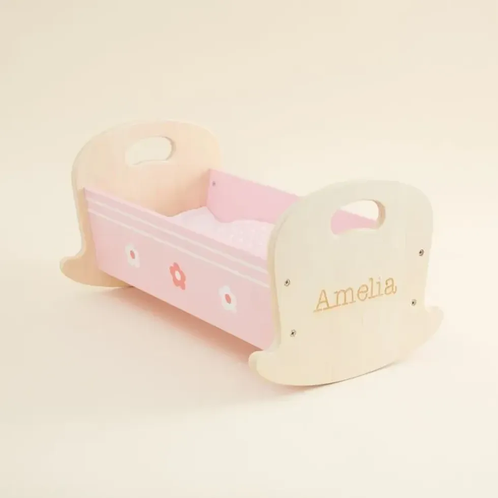Personalised Doll's Cradle Wooden Toy - My 1st Years