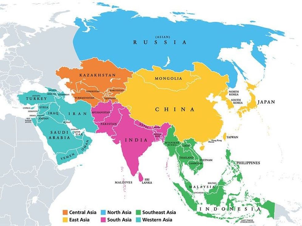 Political map with single countries