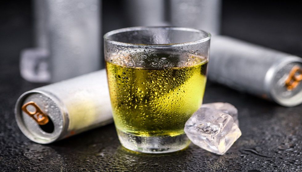 Portion of fresh Energy Drinks close-up shot.