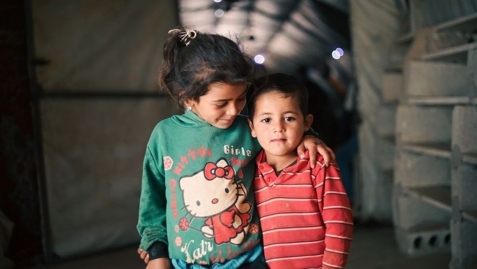 Portrait of Syrian children in the refugee camp near the Turkish border.