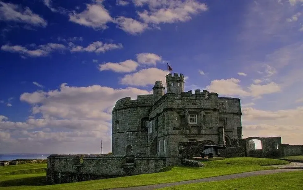 Purple skies overlook Pendennis Castle keep.