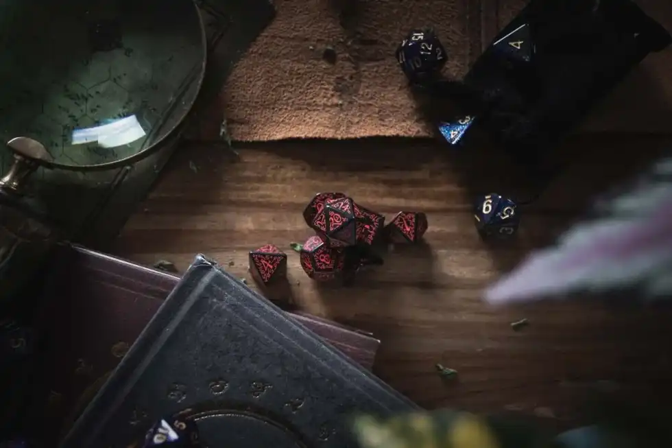 Red d20 dice from the board game Dungeons and Dragons