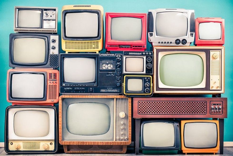 Retro TV receivers set from circa 60s, 70s and 80s