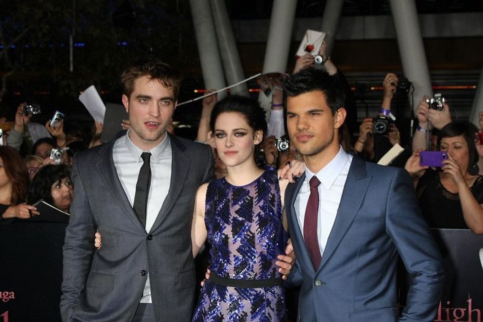 Robert Pattinson, Kristen Stewart, Taylor Lautner at the World Premiere of 'The Twilight Saga