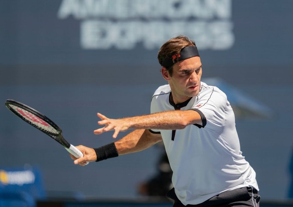 Roger Federer (Switzerland) in action during round 3 of US Open Tennis Championship against Daniel Evans (Great Britain) at Billie Jean King National Tennis Center