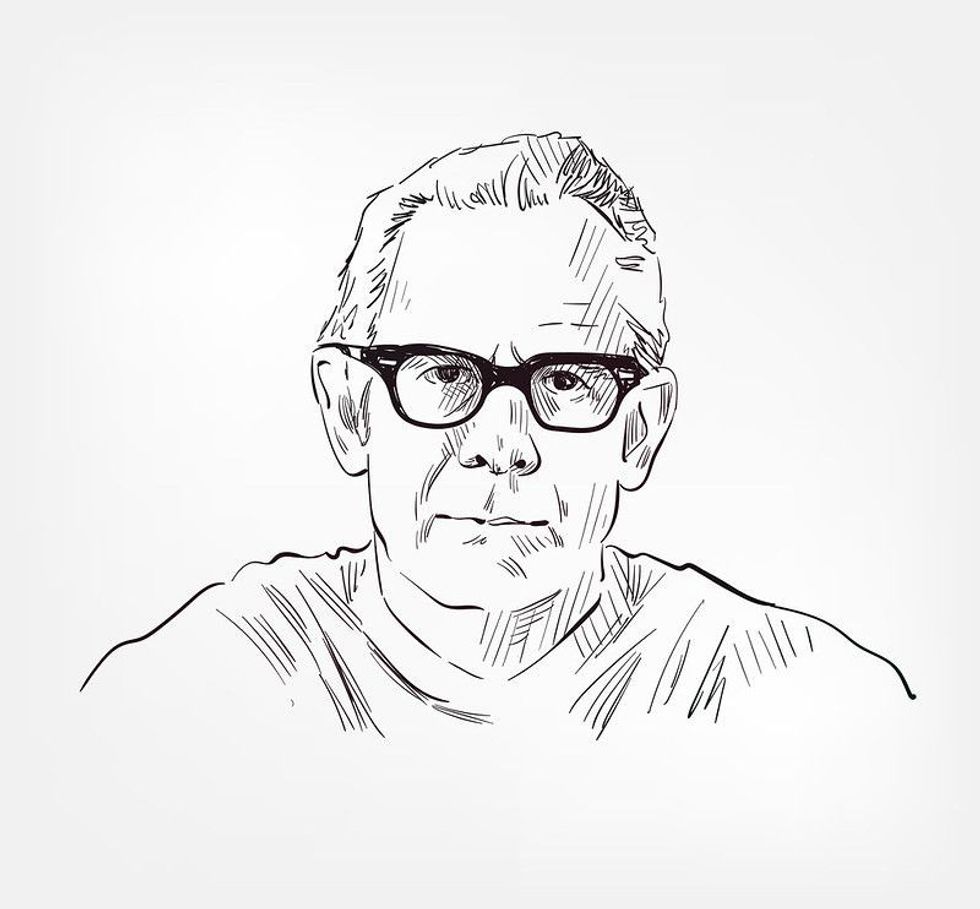 Rollo Reece May was an American existential psychologyst theorist vector sketch portrait isolated