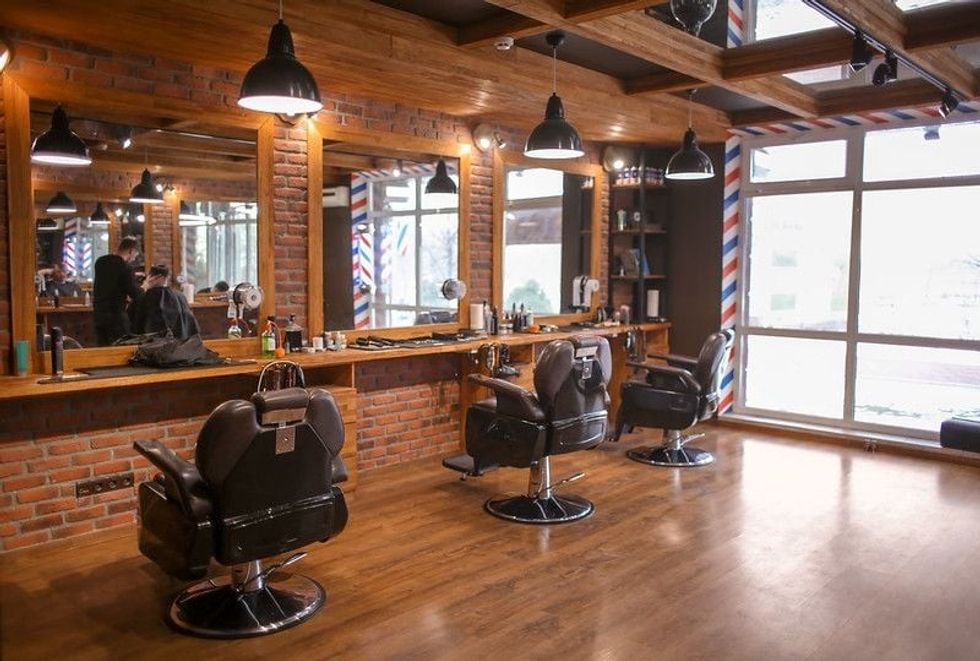Rustic interiors of a modern barbershop